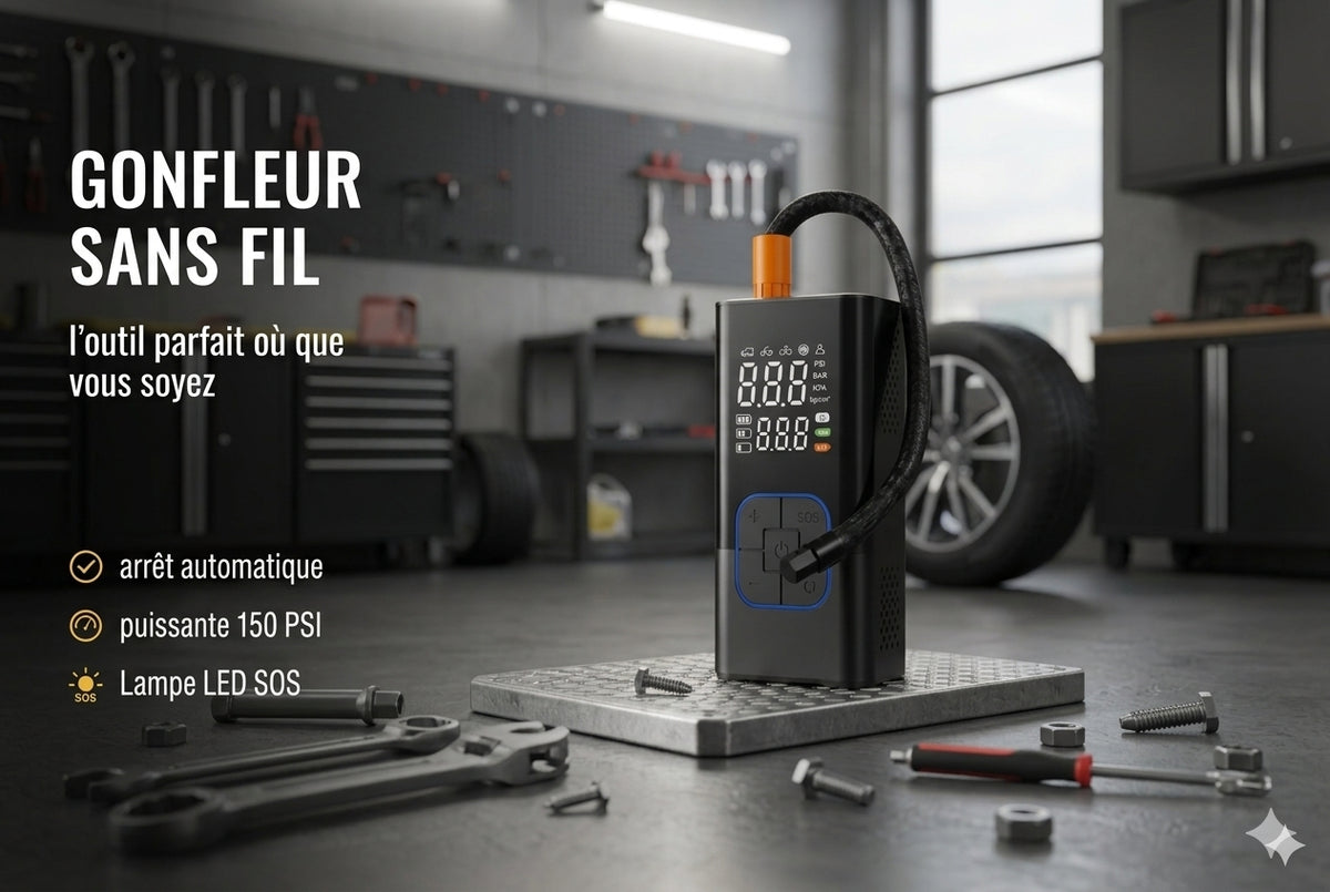 Compresseur d'Air Portable Intelligent - Sans Fil (150 PSI)
