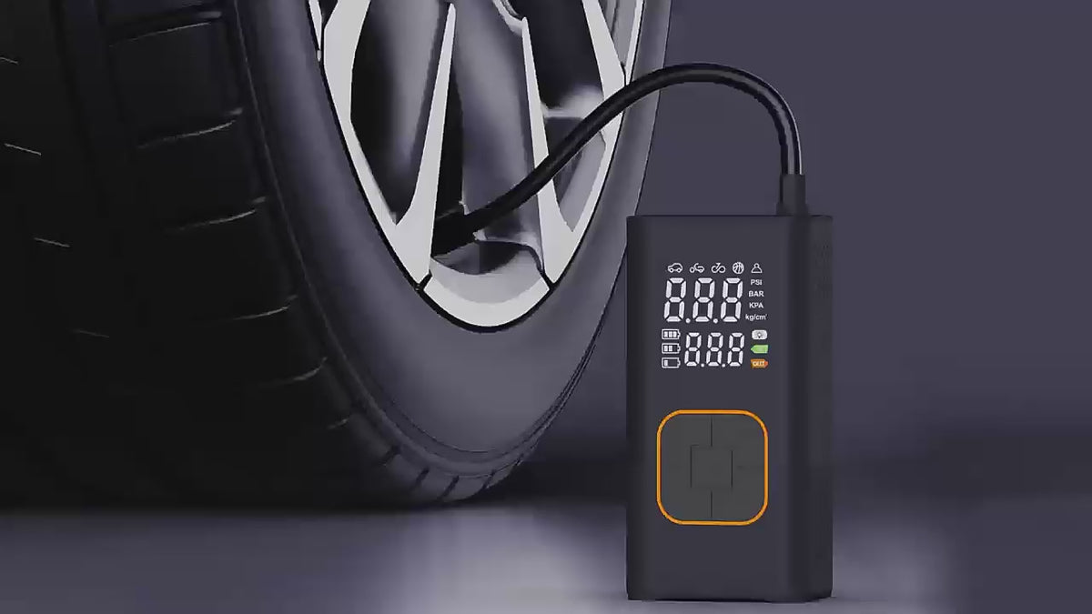 Charger la vidéo : Démonstration du compresseur d’air portable intelligent sans fil – 150 PSI